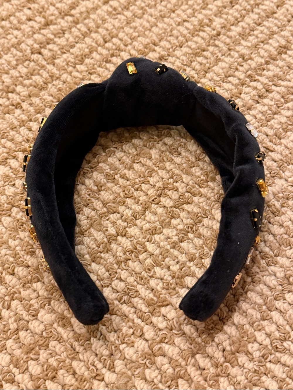 Brianna Cannon Black Velvet Confetti Crystals Metallic Headband - Picture 2 of 5